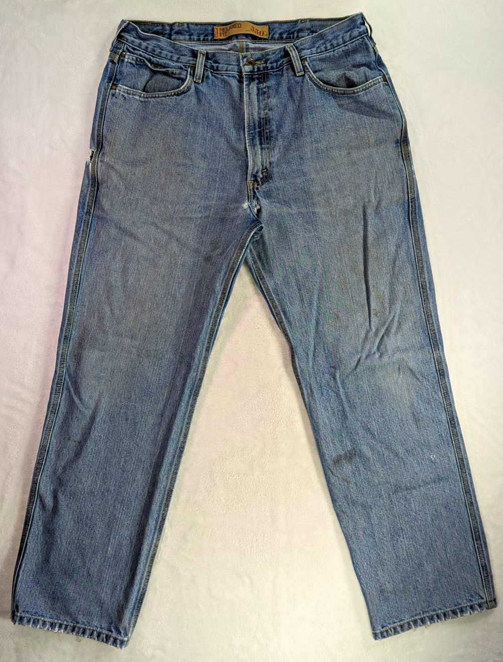 VTG Levi's 550 Relaxed Fit Jeans Stone Wash 36x30 Crotch Hole As-Is Distressed